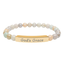 Load image into Gallery viewer, Engraved "God's Grace" Natural Stone Stretch Bar Bracelet