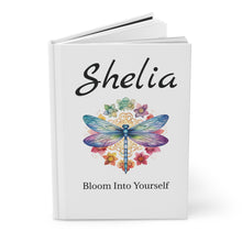 Load image into Gallery viewer, Personalized Dragonfly Floral Journal — Custom Name Inspirational Hardcover Notebook