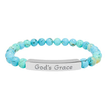 Load image into Gallery viewer, Engraved "God's Grace" Natural Stone Stretch Bar Bracelet