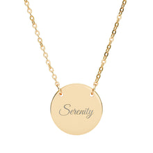 Load image into Gallery viewer, Serenity Engraved Circle Necklace – Personalized Inspirational Pendant