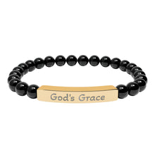 Load image into Gallery viewer, Engraved "God's Grace" Natural Stone Stretch Bar Bracelet