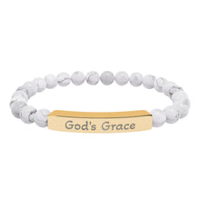 Load image into Gallery viewer, Engraved "God's Grace" Natural Stone Stretch Bar Bracelet