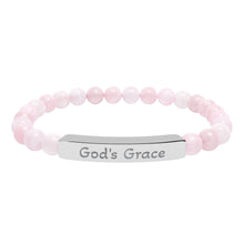 Load image into Gallery viewer, Engraved "God's Grace" Natural Stone Stretch Bar Bracelet