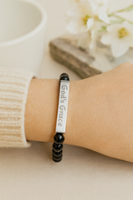 Load image into Gallery viewer, Engraved "God's Grace" Natural Stone Stretch Bar Bracelet