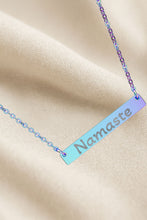 Load image into Gallery viewer, Namaste Engraved Bar Necklace — Horizontal Personalized Yoga Pendant (Silver or Rose Gold)