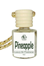 Load image into Gallery viewer, Luxury air freshener bottle labeled 'Pineapple' with a wooden cap on a white background