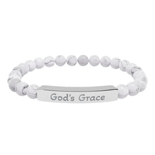 Load image into Gallery viewer, Engraved &quot;God&#39;s Grace&quot; Natural Stone Stretch Bar Bracelet
