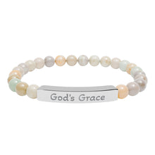 Load image into Gallery viewer, Engraved &quot;God&#39;s Grace&quot; Natural Stone Stretch Bar Bracelet
