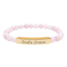 Load image into Gallery viewer, Engraved &quot;God&#39;s Grace&quot; Natural Stone Stretch Bar Bracelet
