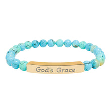 Load image into Gallery viewer, Engraved &quot;God&#39;s Grace&quot; Natural Stone Stretch Bar Bracelet
