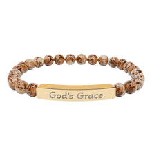 Load image into Gallery viewer, Engraved &quot;God&#39;s Grace&quot; Natural Stone Stretch Bar Bracelet
