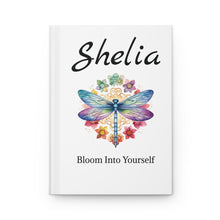 Load image into Gallery viewer, Personalized Dragonfly Floral Journal — Custom Name Inspirational Hardcover Notebook

