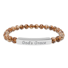 Load image into Gallery viewer, Engraved &quot;God&#39;s Grace&quot; Natural Stone Stretch Bar Bracelet
