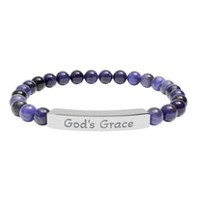 Load image into Gallery viewer, Engraved &quot;God&#39;s Grace&quot; Natural Stone Stretch Bar Bracelet
