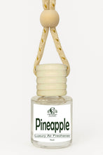 Load image into Gallery viewer, Pineapple-scented air freshener with wooden holder on a white background
