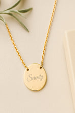 Load image into Gallery viewer, Serenity Engraved Circle Necklace – Personalized Inspirational Pendant
