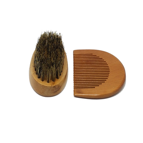 Beard and Mustache Brush & Comb Set